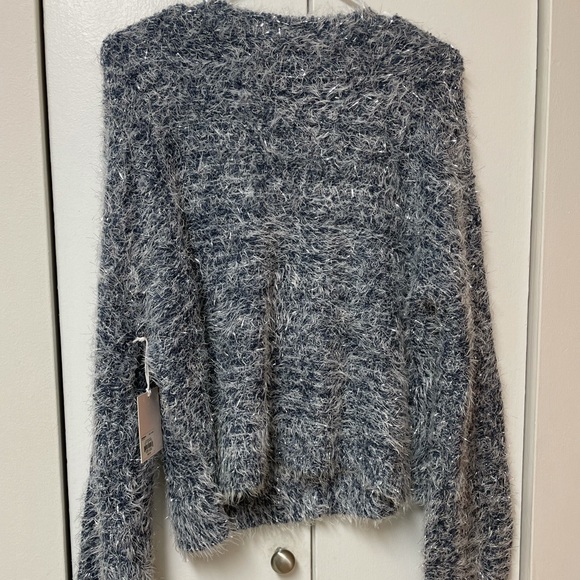 NWT••LC LAUREN CONRAD // light blue / sparkle / oversized cardigan - Picture 8 of 16